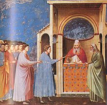 Giotto, Scrovegni Chapel, 1303, The Rods Brought to the Temple Giotto - Scrovegni - -09- - The Rods Brought to the Temple.jpg