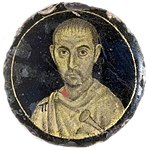 金箔入りメダリオン（３世紀から４世紀頃　ヴィクトリア＆アルバート博物館所蔵）　男性の肖像画
