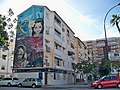 Grafiti mural de Lalo Luque (Lalone) y Borja Moreno (Elalfil) en la avenida de Velázquez, 2022-12-31.