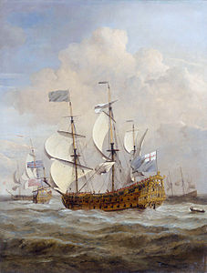 El HMS St Andrew en el mar con brisa moderada (c. 1673).