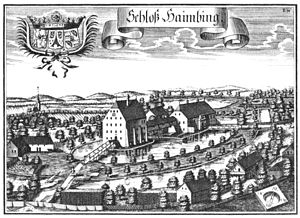 Schloss Haiming nach einem Kupferstich von Michael Wening (1721)