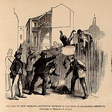 Harper's Weekly 1866-08-25 - Murdering negroes in the rear of the Mechanics' Institute.jpg