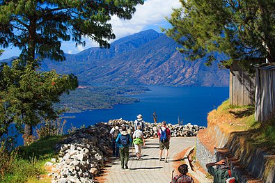 Hike down from the east rim to Lake Atitlán