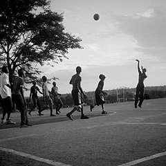 Image 14A Kenyan college basketball team practicing, 2016
