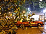 Hong Kong Taxi Damaged by Fallen Trees During Typhoon Mangkhut 2018.jpg