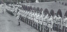 A 1935 honor guard awaits the arrival of the assistant secretary of war Honor Guard at Fort Washington, MD, 1935.jpg