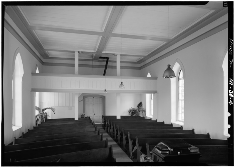 File:INTERIOR, TOWARDS REAR BALCONY - Kaahumanu Church, South High Street, Wailuku, Maui County, HI HABS HI,5-WAILU,3-4.tif