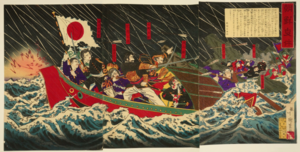 Volo dell'incidente Imo della legazione giapponese dalla Corea di Utagawa Kunimatsu 1882.png