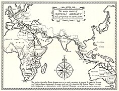 Les lignes d'Imperial Airways vers l'Afrique et l'Asie, en 1935.