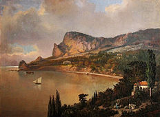 Ղրիմի հարավային ափը: Սիմեիզ: Կատու սարը: 1887 թվական