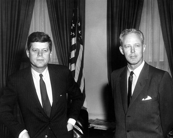 President John F. Kennedy with Bud Wilkinson in the Oval Office in 1961
