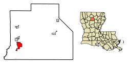 Jackson Parish Louisiana Incorporated and Unincorporated areas Jonesboro Highlighted.svg