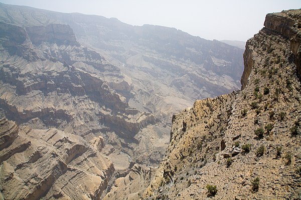 Jabal Shams, which has the highest peak in Oman