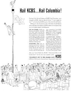 On April 3, 1949, the station call letters were changed from KQW to KCBS. KCBS San Francisco, California advertisement (1949).gif
