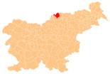 Map of Slovenia, position of Dravograd highlighted