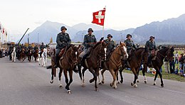 Reconstituição da cavalaria suíça de 1972.