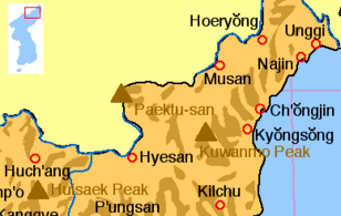 Mount Paektu's location