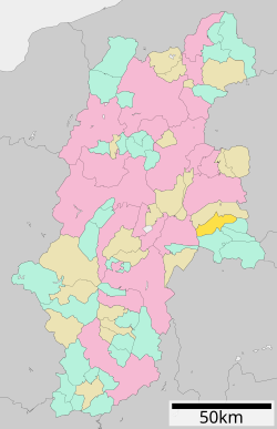 Местоположение Коуми в префектуре Нагано 