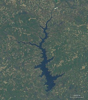 Satellite photo of the Mita Hill Reservoir