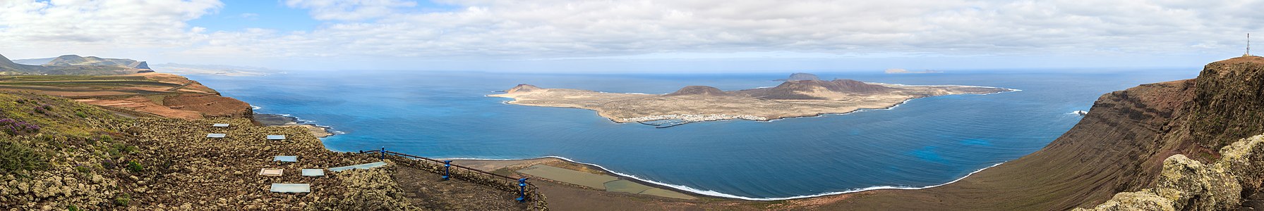 Northwest coast of Lanzarote with the islands La Graciosa, Monaña Clara, Alegranza