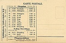 1925 flight schedule of Junkers Luftverkehrs AG and its affiliates Latvijas Gaisa Satiksmes AS (Latvia) and Aeronaut (Estonia). Courtesy of Bjorn Larsson and David Zekria collection. Lett25b.jpg