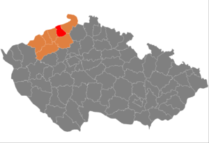 Район Усти-над-Лабем на карте