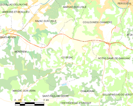 Mapa obce Coursac