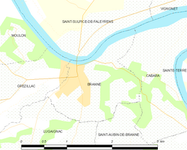 Mapa obce Branne