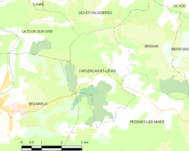 Mapa obce Carlencas-et-Levas