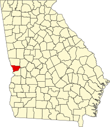 Map highlightiing Muscogee County in Georgia Map of Georgia highlighting Muscogee County.svg