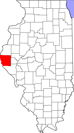 map of Illinois highlighting Adams County