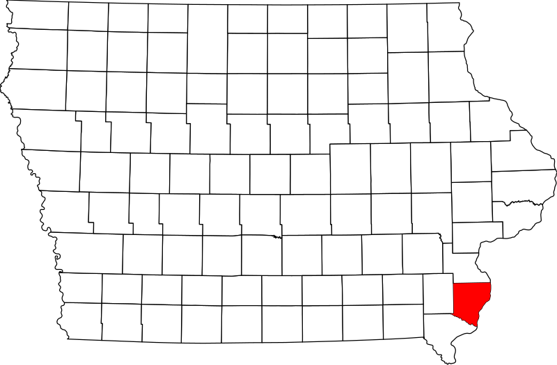 صورة:Map of Iowa highlighting Des Moines County.svg