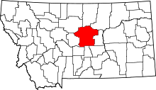 Harta e Fergus County në Montana
