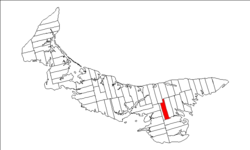 Mapa ostrova Prince Edwarda zvýrazňující Lot 51