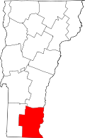 Map of Vermont highlighting Windham County
