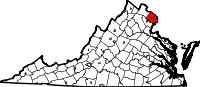 Округ Ферфакс на мапі штату Вірджинія highlighting
