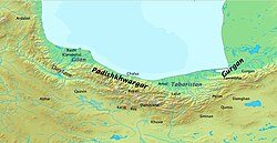 نقشه شمال ایران در دوره شاهنشاهی ساسانیان