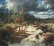 Wasserfall in Småland, 1856