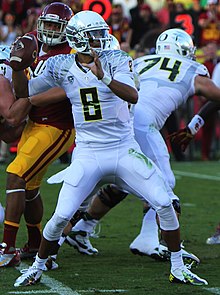 Mariota, quarterback of the Ducks from 2012 to 2014. Marcus Mariota vs. USC.jpg