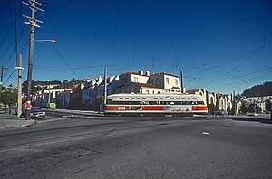 Muni 1151 at Ulloa and 15th Avenue, February 1980.jpg