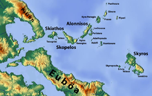 Карта на Споради, вклучувајќи го и Саракино