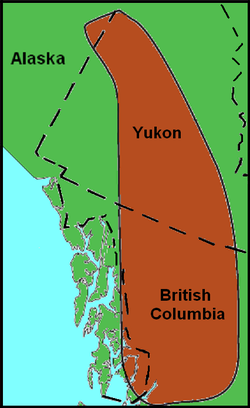 Map of northwestern North America. The Northern Cordilleran Volcanic Province is highlighted brown.