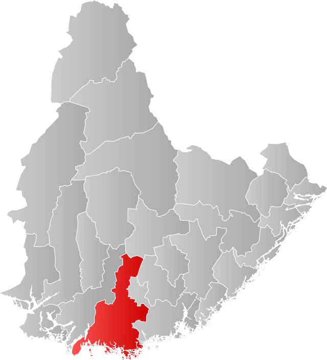 Lage der Kommune in der Provinz Agder