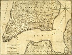 A 1776 map of New York and environs (labeled New York Island instead of Manhattan) NYC1776.jpg