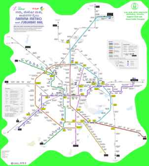 Map of suburban rail with Namma metro's planned phase 3 expansions NammaMetroSchematicwithKannada.png