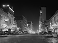 Night view of Elm Street, January 1942 Night view, downtown section, Dallas, Texas ppmsca09600u.jpg