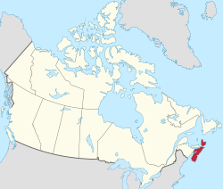Map of Canada with Nova Scotia highlighted in red