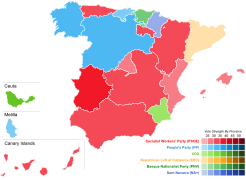 November 2019 Spanish general election - Vote Strength by autonomous community.svg