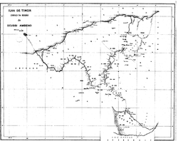 Karten Oe-Cusse Ambeno (1914). Auf der linken Karte, auf der auch Noimuti eingezeichnet ist, gehört Naktuka und Fatu Sinai zu Portugal. Die Karte beruht auf der Einigung von 1899, darauf begründet sich der Anspruch Osttimors auf die Gebiete. Die rechte Karte zeigt die unterschiedlichen Grenzziehungen der beiden Kolonialmächte in Nipane, im Osten Oe-Cusse Ambenos.