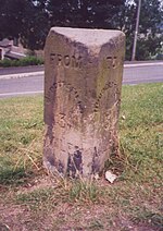 Thumbnail for File:Old Milestone by Greenhill Road, Huddersfield parish (geograph 6072045).jpg